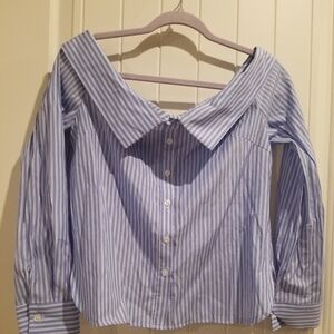 Lulus Blue and White Blouse